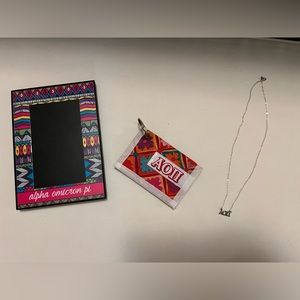 AOII necklace, wallet, and picture frame